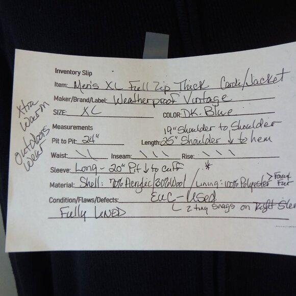 Original Weatherproof Vintage Thick Men's XL Full Zip Faux Fur Lined Jacket Warm - Picture 2 of 10